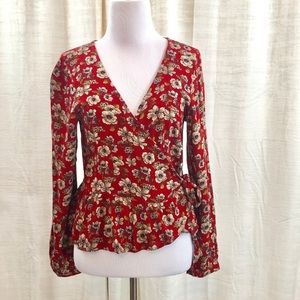 American Eagle Floral Wrap Top